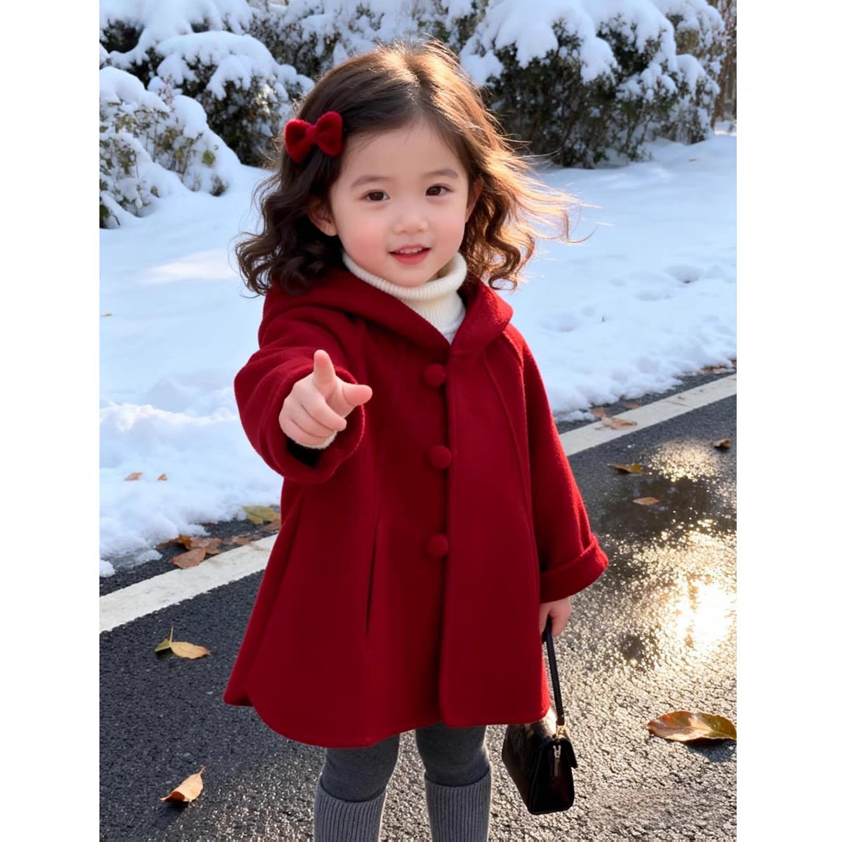 Winter Clothing Baby Girl - Dziewczęcy płaszcz wełniany na jesień i