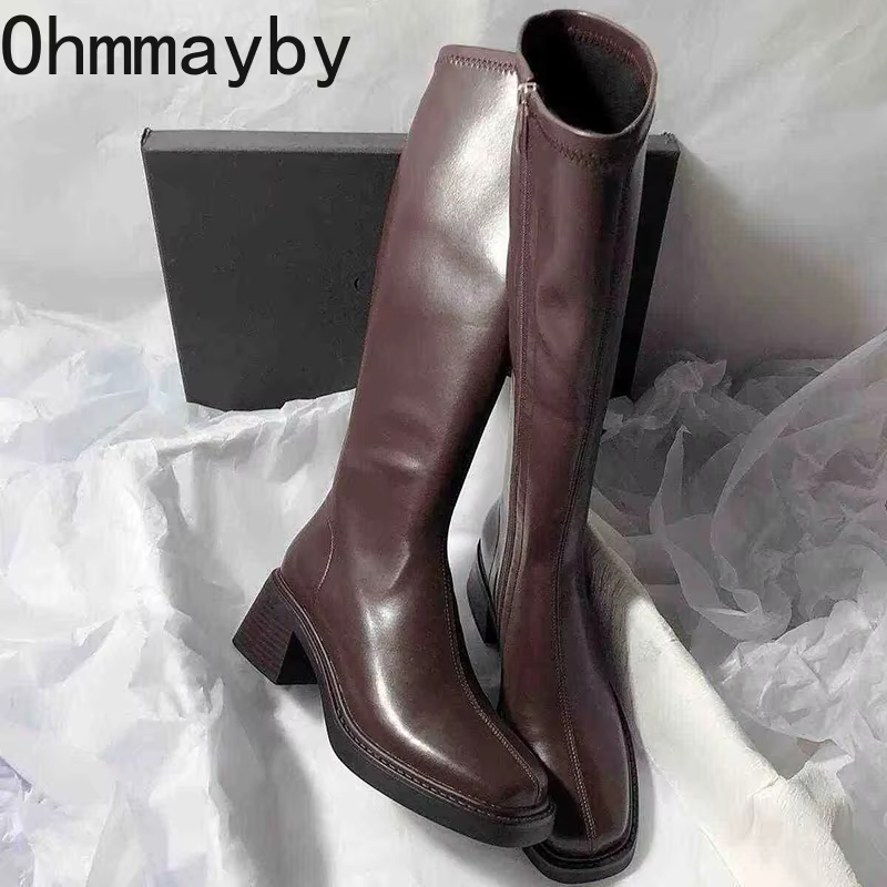 Winter Clothing Material - Vintage gruby obcas damskie buty do