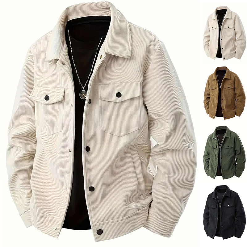 Winter Clothes Shop - Jesienno-zimowa męska kurtka z tkaniny sztruksowej,