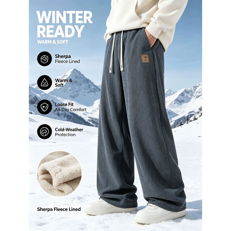 Winter Clothes Shop - Męskie zimowe spodnie sportowe z tkaniny