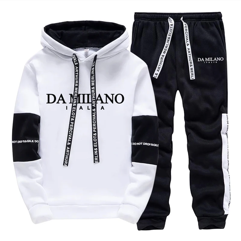 Winter Clothing Pants - Czarno-biały męski dres na jesień i