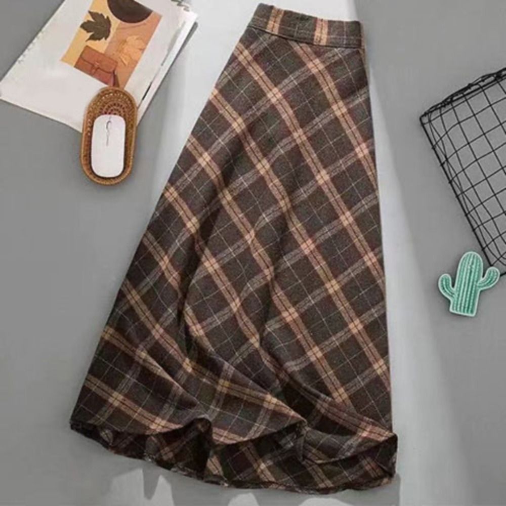 Spódnica w kratę retro z wysok – Winter Clothing Aesthetic recenzja i cena